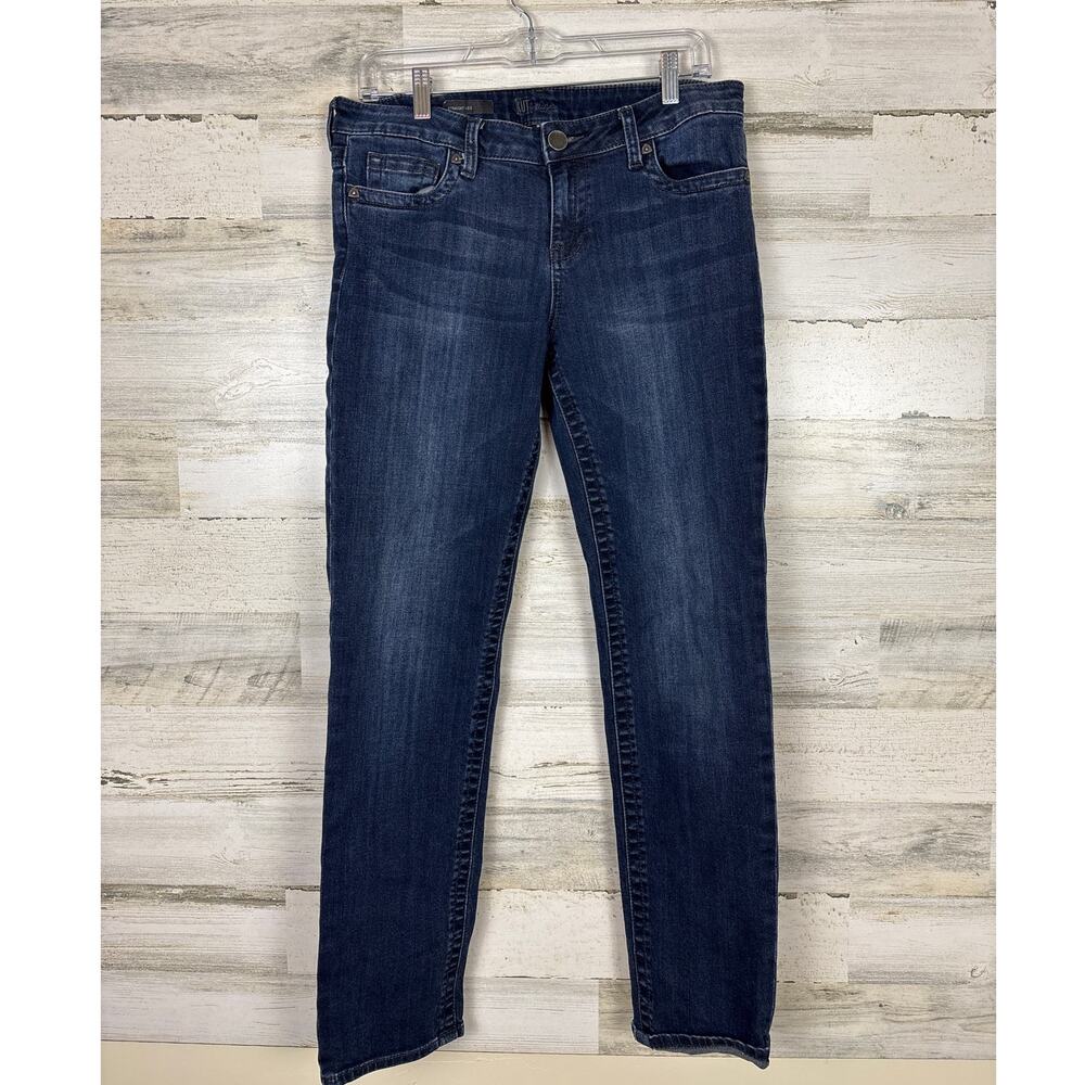 KUT women 8 straight leg dark wash denim jeans new distressed wash ankle